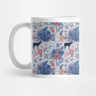 Blue Forest Deer Pattern Mug